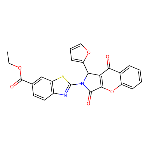 ethyl 2-[1-(furan-2-yl)-3,9-dioxo-3,9-dihydrochromeno[2,3-c]pyrrol-2(1H)-yl]-1,3-benzothiazole-6-carboxylate structure
