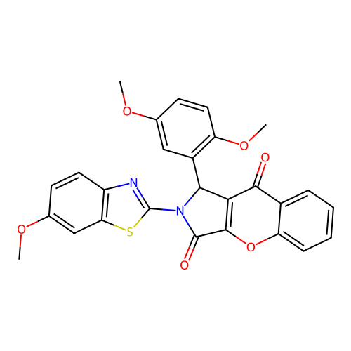 1-(2,5-dimethoxyphenyl)-2-(6-methoxy-1,3-benzothiazol-2-yl)-1,2-dihydrochromeno[2,3-c]pyrrole-3,9-dione structure