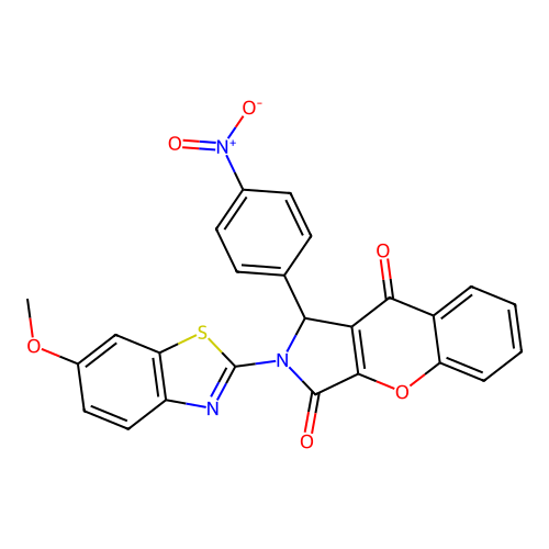 2-(6-methoxybenzothiazol-2-yl)-1-(4-nitrophenyl)chromeno[2,3-c]3-pyrroline-3,9 -dione structure
