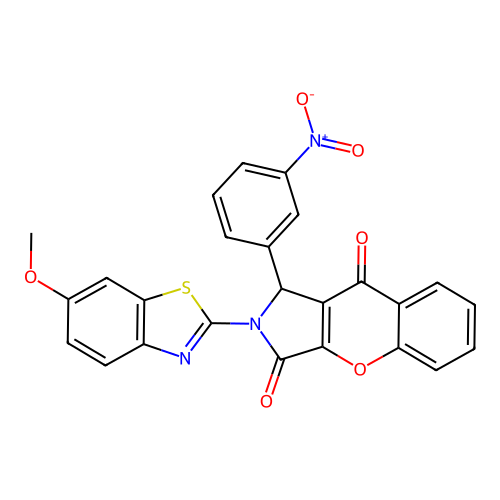 2-(6-methoxybenzothiazol-2-yl)-1-(3-nitrophenyl)chromeno[2,3-c]3-pyrroline-3,9 -dione structure