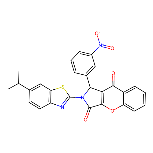 1-(3-nitrophenyl)-2-(6-propan-2-yl-1,3-benzothiazol-2-yl)-1H-chromeno[2,3-c]pyrrole-3,9-dione structure