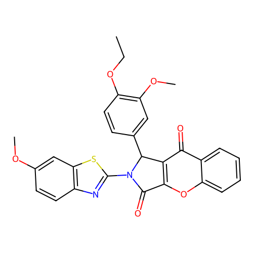 1-(4-ethoxy-3-methoxyphenyl)-2-(6-methoxy-1,3-benzothiazol-2-yl)-1,2-dihydrochromeno[2,3-c]pyrrole-3,9-dione structure