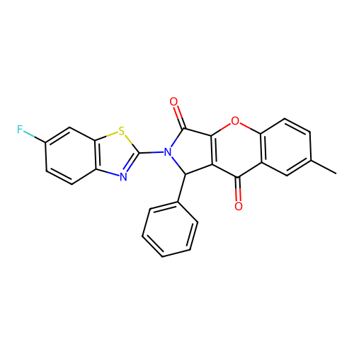 2-(6-fluoro-1,3-benzothiazol-2-yl)-7-methyl-1-phenyl-1,2-dihydrochromeno[2,3-c]pyrrole-3,9-dione structure