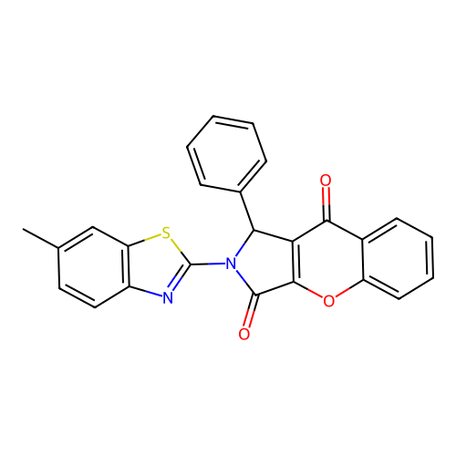 2-(6-methyl-1,3-benzothiazol-2-yl)-1-phenyl-1,2-dihydrochromeno[2,3-c]pyrrole-3,9-dione structure