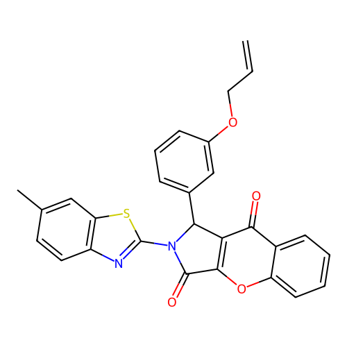 2-(6-methyl-1,3-benzothiazol-2-yl)-1-[3-(prop-2-en-1-yloxy)phenyl]-1,2-dihydrochromeno[2,3-c]pyrrole-3,9-dione structure