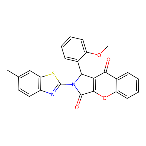 1-(2-methoxyphenyl)-2-(6-methyl-1,3-benzothiazol-2-yl)-1,2-dihydrochromeno[2,3-c]pyrrole-3,9-dione structure