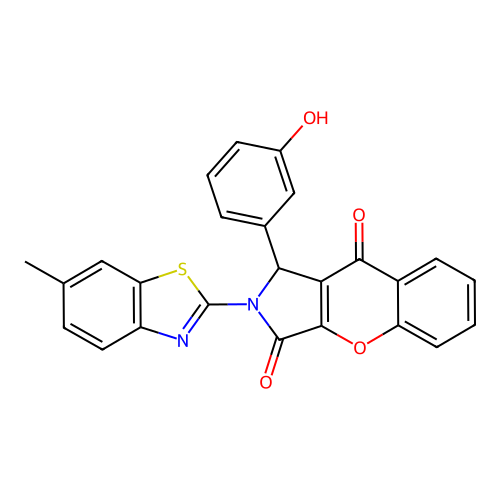 1-(3-hydroxyphenyl)-2-(6-methyl-1,3-benzothiazol-2-yl)-1,2-dihydrochromeno[2,3-c]pyrrole-3,9-dione structure