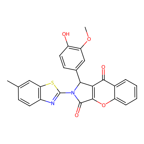 1-(4-hydroxy-3-methoxyphenyl)-2-(6-methyl-1,3-benzothiazol-2-yl)-1,2-dihydrochromeno[2,3-c]pyrrole-3,9-dione structure