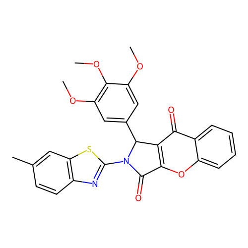 2-(6-methyl-1,3-benzothiazol-2-yl)-1-(3,4,5-trimethoxyphenyl)-1,2-dihydrochromeno[2,3-c]pyrrole-3,9-dione structure
