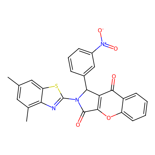 2-(4,6-dimethylbenzothiazol-2-yl)-1-(3-nitrophenyl)chromeno[2,3-c]3-pyrroline- 3,9-dione structure