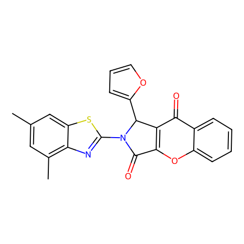 2-(4,6-dimethyl-1,3-benzothiazol-2-yl)-1-(furan-2-yl)-1,2-dihydrochromeno[2,3-c]pyrrole-3,9-dione structure