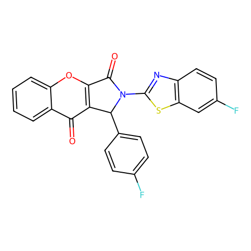 2-(6-fluoro-1,3-benzothiazol-2-yl)-1-(4-fluorophenyl)-1,2-dihydrochromeno[2,3-c]pyrrole-3,9-dione structure