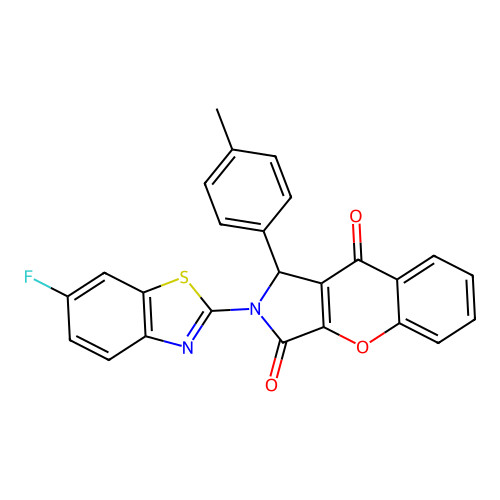 2-(6-fluoro-1,3-benzothiazol-2-yl)-1-(4-methylphenyl)-1,2-dihydrochromeno[2,3-c]pyrrole-3,9-dione structure