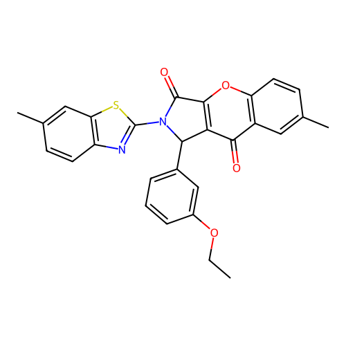 1-(3-ethoxyphenyl)-7-methyl-2-(6-methyl-1,3-benzothiazol-2-yl)-1,2-dihydrochromeno[2,3-c]pyrrole-3,9-dione structure
