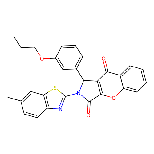 2-(6-methyl-1,3-benzothiazol-2-yl)-1-(3-propoxyphenyl)-1,2-dihydrochromeno[2,3-c]pyrrole-3,9-dione structure