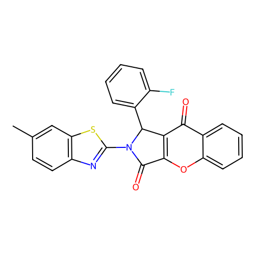 1-(2-fluorophenyl)-2-(6-methyl-1,3-benzothiazol-2-yl)-1,2-dihydrochromeno[2,3-c]pyrrole-3,9-dione structure