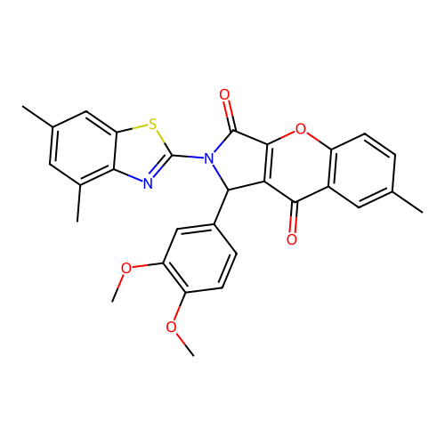 1-(3,4-dimethoxyphenyl)-2-(4,6-dimethyl-1,3-benzothiazol-2-yl)-7-methyl-1,2-dihydrochromeno[2,3-c]pyrrole-3,9-dione structure