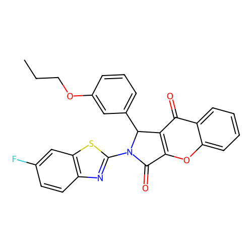 2-(6-fluoro-1,3-benzothiazol-2-yl)-1-(3-propoxyphenyl)-1,2-dihydrochromeno[2,3-c]pyrrole-3,9-dione structure