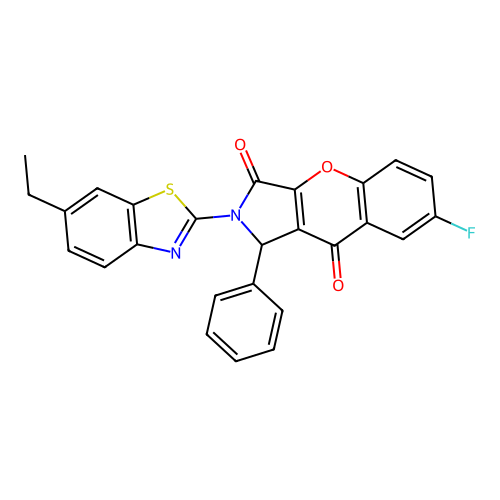 2-(6-ethyl-1,3-benzothiazol-2-yl)-7-fluoro-1-phenyl-1,2-dihydrochromeno[2,3-c]pyrrole-3,9-dione structure