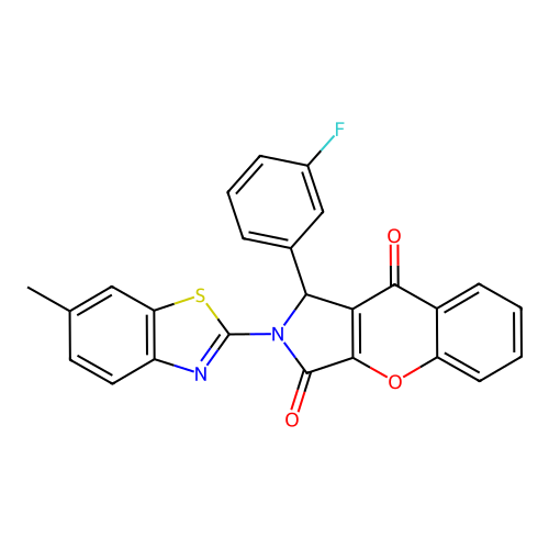 1-(3-fluorophenyl)-2-(6-methyl-1,3-benzothiazol-2-yl)-1,2-dihydrochromeno[2,3-c]pyrrole-3,9-dione structure