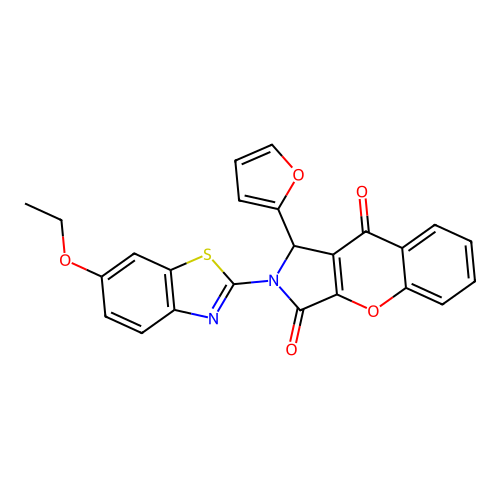 2-(6-ethoxy-1,3-benzothiazol-2-yl)-1-(furan-2-yl)-1,2-dihydrochromeno[2,3-c]pyrrole-3,9-dione structure