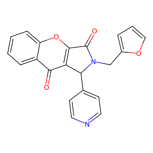 2-(2-Furylmethyl)-1-(4-pyridinyl)-1,2-dihydrochromeno[2,3-c]pyrrole-3,9-dione structure