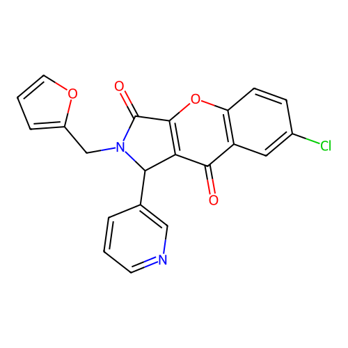 7-chloro-2-(furan-2-ylmethyl)-1-(pyridin-3-yl)-1,2-dihydrochromeno[2,3-c]pyrrole-3,9-dione structure