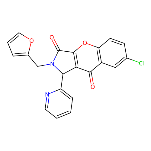 7-chloro-2-(furan-2-ylmethyl)-1-(pyridin-2-yl)-1,2-dihydrochromeno[2,3-c]pyrrole-3,9-dione structure