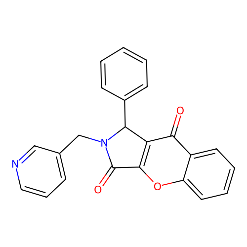 1-Phenyl-2-(3-pyridinylmethyl)-1,2-dihydrochromeno[2,3-c]pyrrole-3,9-dione structure