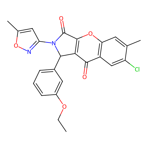 7-chloro-1-(3-ethoxyphenyl)-6-methyl-2-(5-methyl-1,2-oxazol-3-yl)-1,2-dihydrochromeno[2,3-c]pyrrole-3,9-dione structure