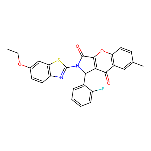 2-(6-ethoxy-1,3-benzothiazol-2-yl)-1-(2-fluorophenyl)-7-methyl-1,2-dihydrochromeno[2,3-c]pyrrole-3,9-dione structure