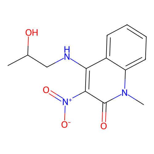 4-((2-hydroxypropyl)amino)-1-methyl-3-nitroquinolin-2(1H)-one structure
