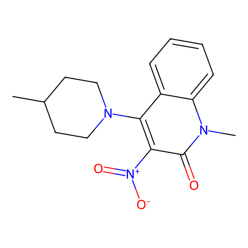 1-methyl-4-(4-methylpiperidin-1-yl)-3-nitroquinolin-2(1H)-one structure