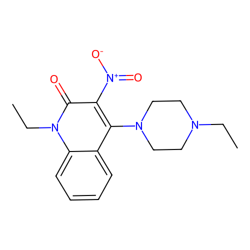 1-ethyl-4-(4-ethylpiperazin-1-yl)-3-nitroquinolin-2(1H)-one structure