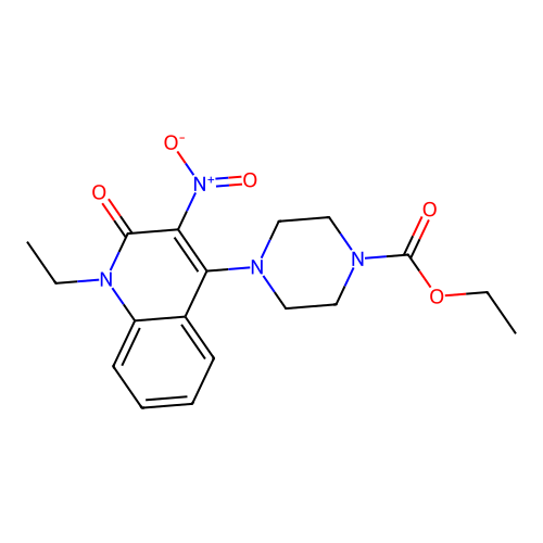Ethyl 4-(1-ethyl-3-nitro-2-oxo-1,2-dihydroquinolin-4-yl)piperazine-1-carboxylate structure