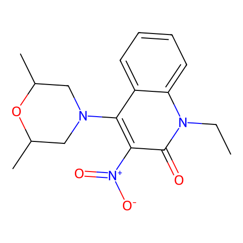4-(2,6-dimethylmorpholino)-1-ethyl-3-nitroquinolin-2(1H)-one structure