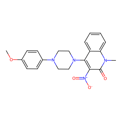 4-(4-(4-methoxyphenyl)piperazin-1-yl)-1-methyl-3-nitroquinolin-2(1H)-one structure