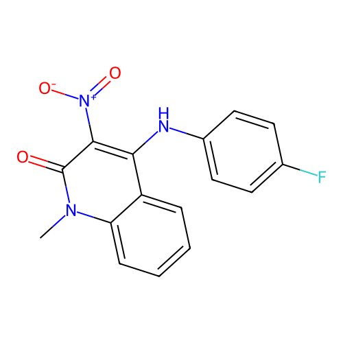 4-((4-fluorophenyl)amino)-1-methyl-3-nitroquinolin-2(1H)-one structure