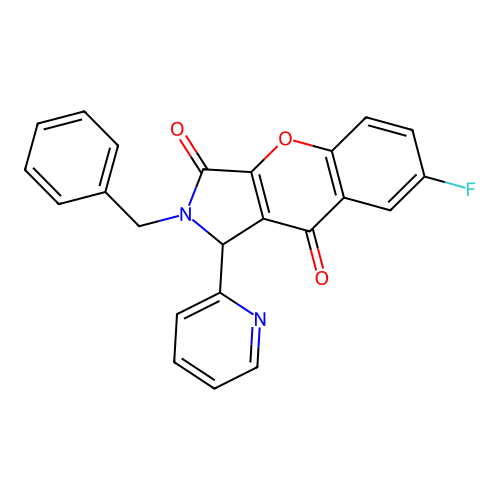 2-Benzyl-7-fluoro-1-(pyridin-2-yl)-1,2-dihydrochromeno[2,3-c]pyrrole-3,9-dione structure