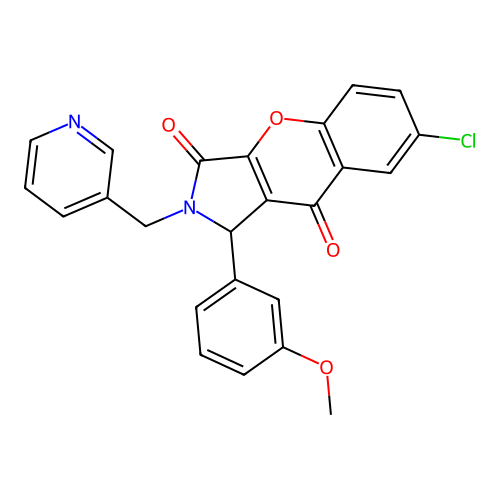 7-chloro-1-(3-methoxyphenyl)-2-(pyridin-3-ylmethyl)-1,2-dihydrochromeno[2,3-c]pyrrole-3,9-dione structure