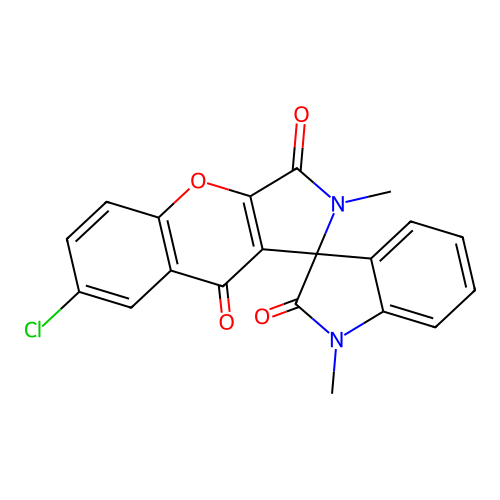7-chloro-1',2-dimethyl-1,2-dihydrospiro(chromeno[2,3-c]pyrrole-1,3'-indole)-2',3,9-trione structure