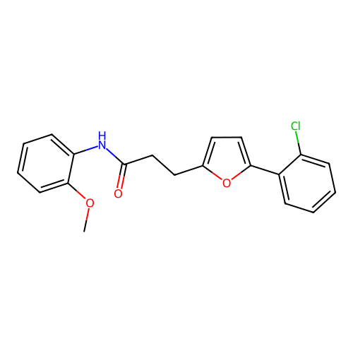 3-[5-(2-chlorophenyl)furan-2-yl]-N-(2-methoxyphenyl)propanamide structure