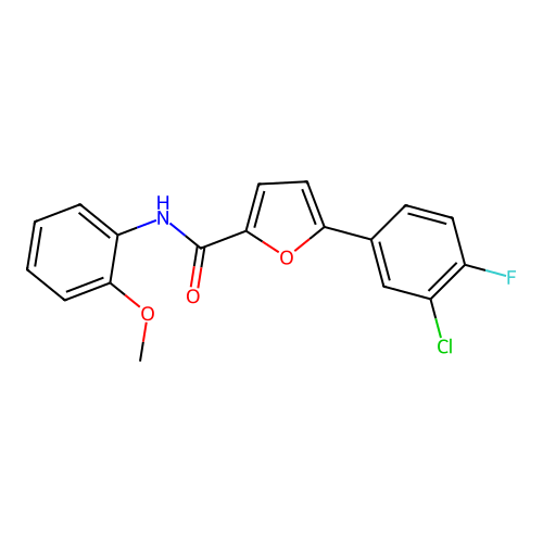5-(3-chloro-4-fluorophenyl)-N-(2-methoxyphenyl)furan-2-carboxamide structure