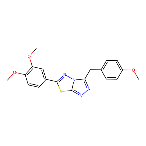6-(3,4-dimethoxyphenyl)-3-(4-methoxybenzyl)[1,2,4]triazolo[3,4-b][1,3,4]thiadiazole structure