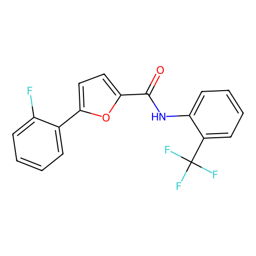 5-(2-fluorophenyl)-N-[2-(trifluoromethyl)phenyl]furan-2-carboxamide structure