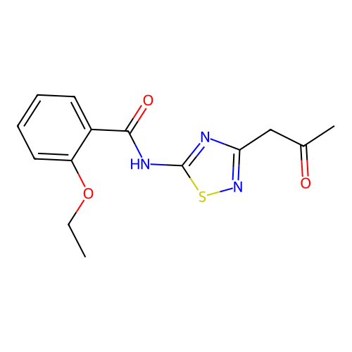 2-ethoxy-N-[3-(2-oxopropyl)-1,2,4-thiadiazol-5-yl]benzamide structure