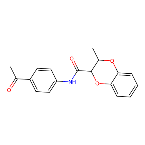 N-(4-acetylphenyl)-3-methyl-2,3-dihydro-1,4-benzodioxine-2-carboxamide structure