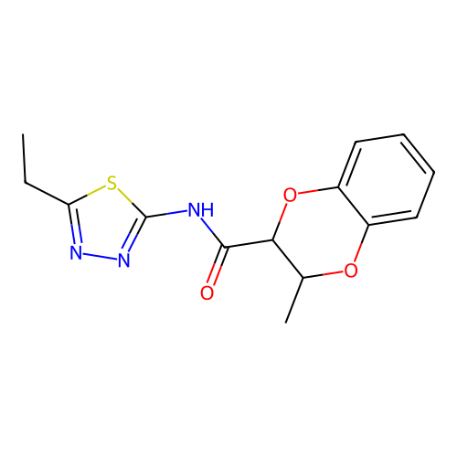 N-(5-ethyl-1,3,4-thiadiazol-2-yl)-2-methyl-2,3-dihydro-1,4-benzodioxine-3-carboxamide structure