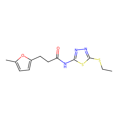 N-(5-ethylsulfanyl-1,3,4-thiadiazol-2-yl)-3-(5-methylfuran-2-yl)propanamide structure