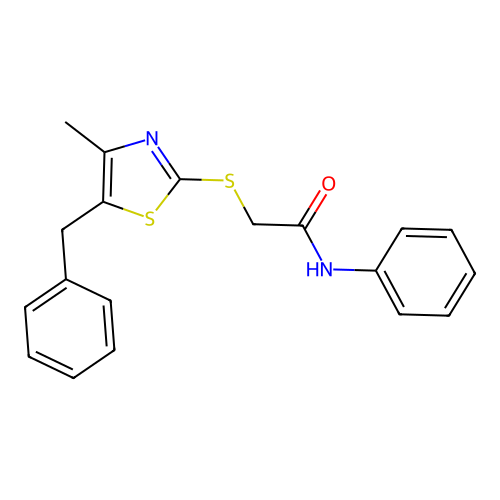 2-[(5-benzyl-4-methyl-1,3-thiazol-2-yl)sulfanyl]-N-phenylacetamide structure